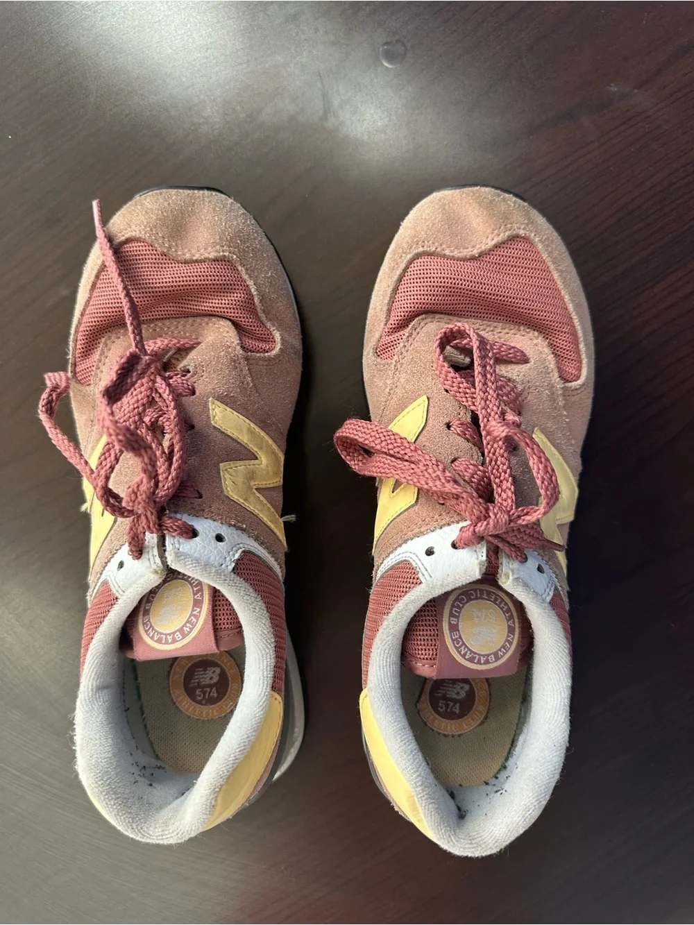 New Balance Women’s Sneakers in Dusty Pink and Yellow Accent